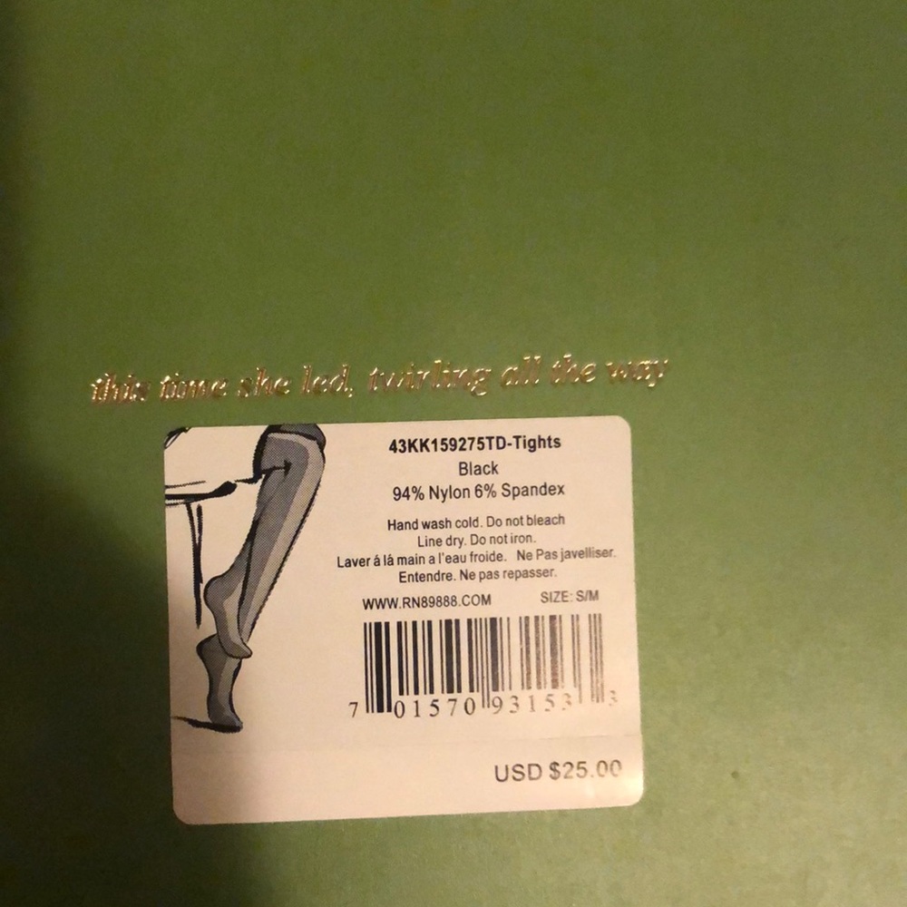 Kate Spade cheetah print black tights S/M - Picture 4 of 5